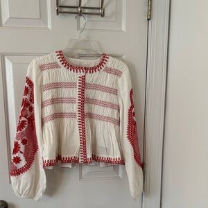 7 For All Mankind White Jacket with Red Embroidery